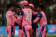 Shreyas Gopal celebrating his hattrick in the match against RCB (Image Courtesy - BCCI/iplt20.com)